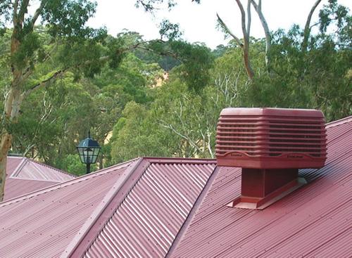 Breezair evaporative cooler installed on a roof